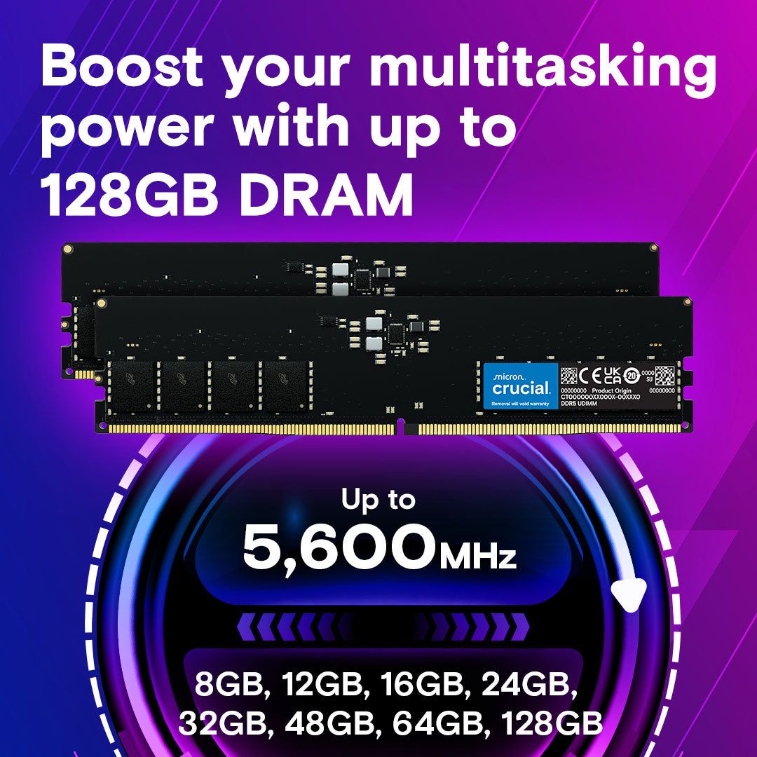 Crucial 16GB DDR5-5600 U-DIMM Desktop RAM (CT16G56C46U5) – 3